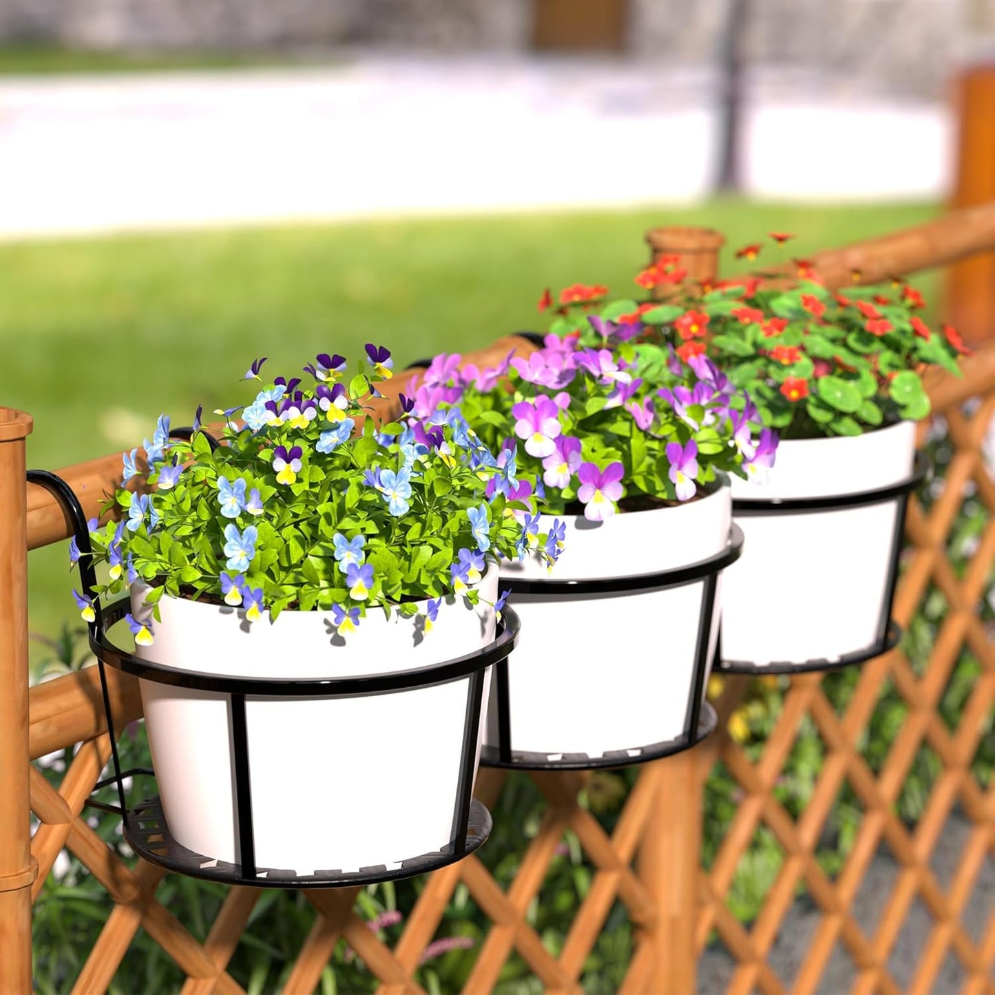 Hanging Metal Planter Basket – Garden & Terrace Pot with Hook for Outdoor Display