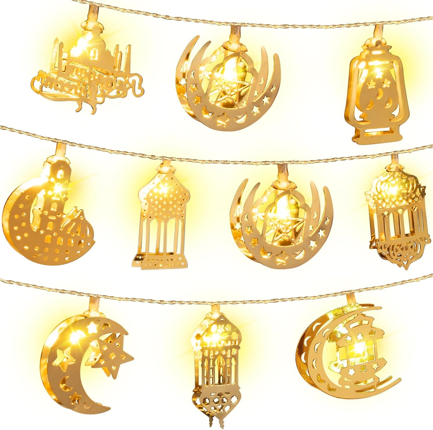Colourful Led Fairy Lights - Decorative Lights with Moon and Lantern Motifs for the Home and Garden