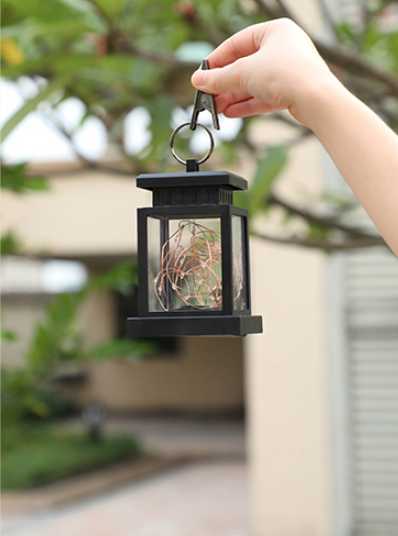 Solar LED Lantern with Hanging Clip and Light Wire – Waterproof Outdoor Lighting for Patio and Balcony