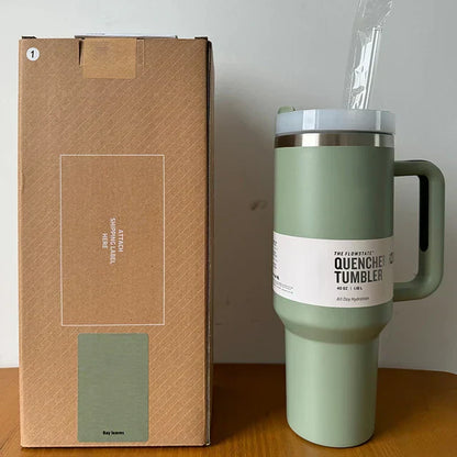40 Oz Insulated Stainless Steel Travel Mug with Handle, Leakproof Lid & Straw