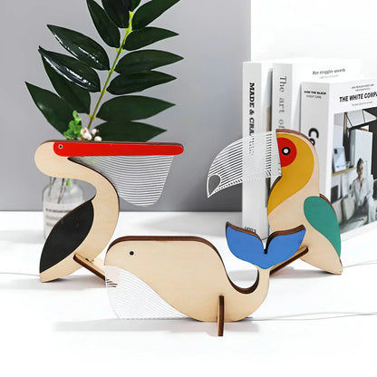 Wooden Animal-Themed LED Table Lamp