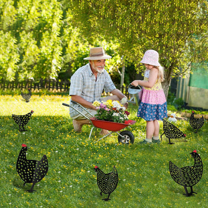 Decorative Metal Garden Chickens – Outdoor Garden Plug Statues for Lawn Decor