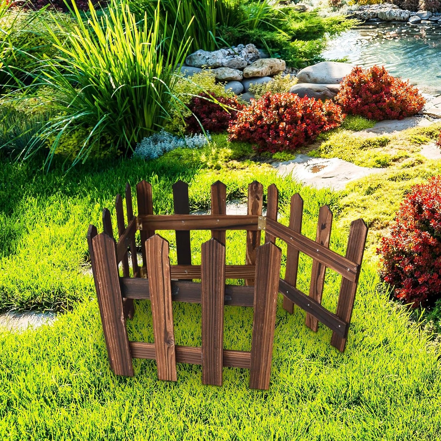 Wooden Garden Border Fence – Decorative Edging for Flower Beds and Outdoor Spaces