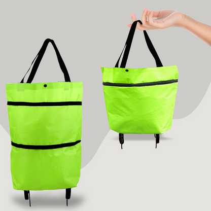 2-in-1 Foldable Shopping Bag with Wheels for Easy Carrying and Storage