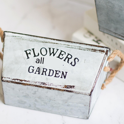 Metal Garden Planter with Hemp Rope Handles – Decorative Flower Pot for Outdoor Use