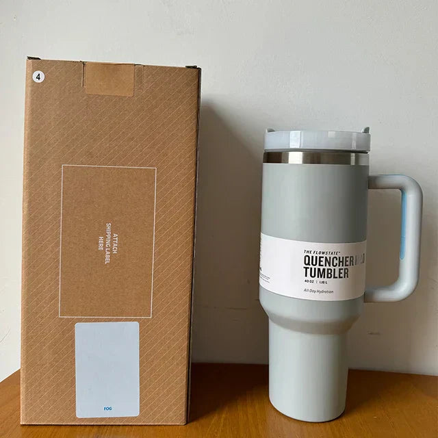 40 Oz Insulated Stainless Steel Travel Mug with Handle, Leakproof Lid & Straw
