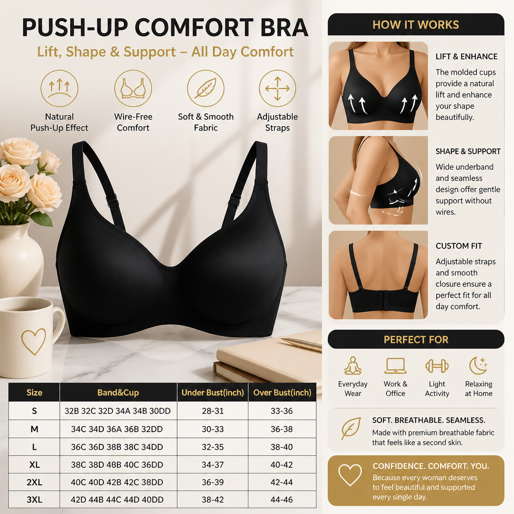 Push-Up Comfort Bra – Supportive, Shaping & Comfortable for Everyday Wear
