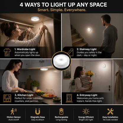 Rechargeable LED Sensor Light (4-Pack) – Magnetic and Automatic for Versatile Use