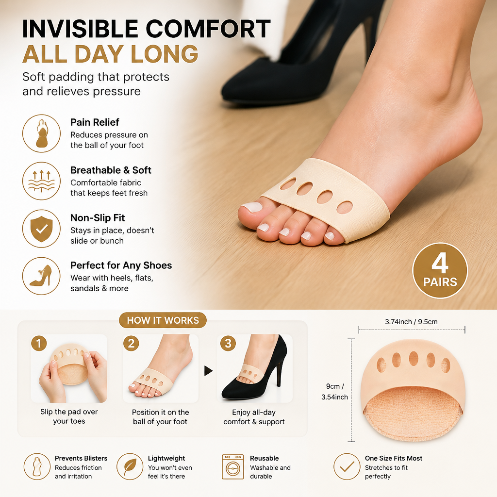 Women’s Toe Socks – Breathable Non-Slip Socks for High Heels & Maximum Comfort (4 pairs)