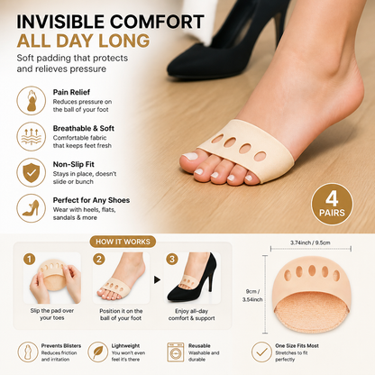 Women’s Toe Socks – Breathable Non-Slip Socks for High Heels & Maximum Comfort (4 pairs)