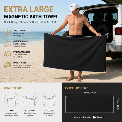 Extra Large Magnetic Bath Towel – Quick-Drying Beach and Bath Towel for Swimming and Outdoor Use