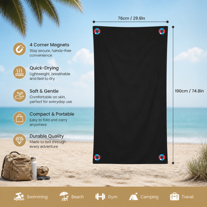 Extra Large Magnetic Bath Towel – Quick-Drying Beach and Bath Towel for Swimming and Outdoor Use