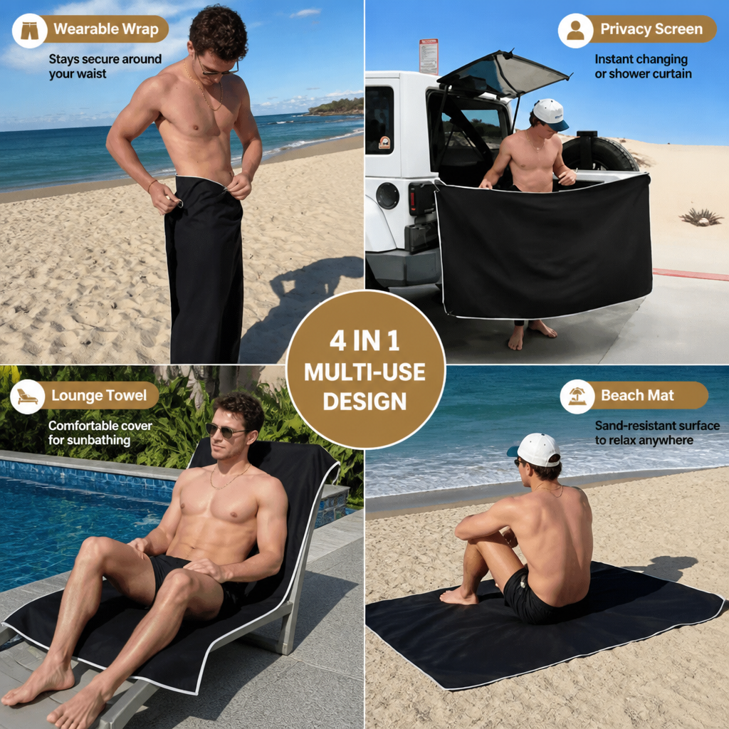 Extra Large Magnetic Bath Towel – Quick-Drying Beach and Bath Towel for Swimming and Outdoor Use