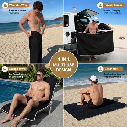 Extra Large Magnetic Bath Towel – Quick-Drying Beach and Bath Towel for Swimming and Outdoor Use