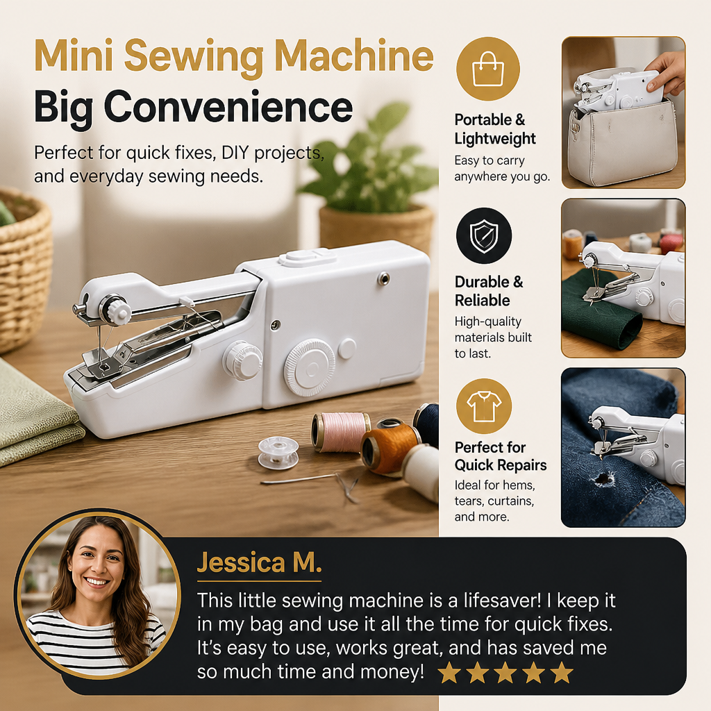 Portable Mini Sewing Machine for Quick Repairs and Home Use