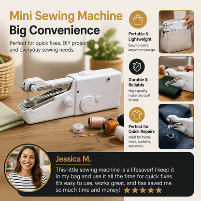 Portable Mini Sewing Machine for Quick Repairs and Home Use