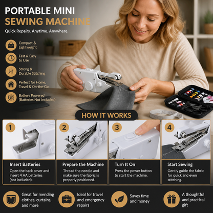 Portable Mini Sewing Machine for Quick Repairs and Home Use