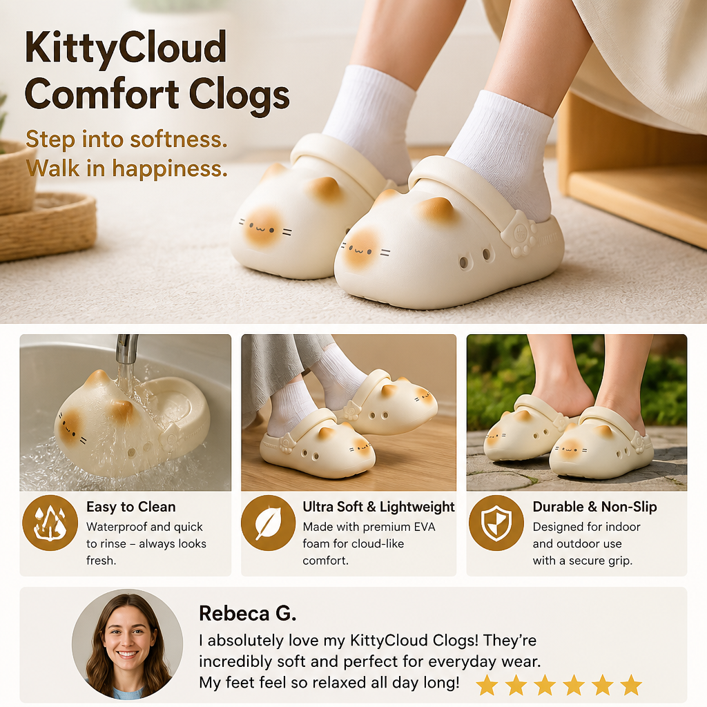 KittyCloud Comfort Clogs – Ultra-Soft Cat Slippers