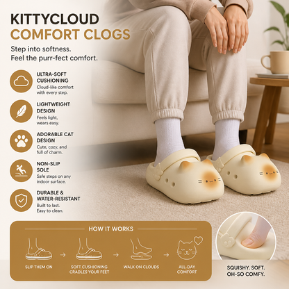 KittyCloud Comfort Clogs – Ultra-Soft Cat Slippers