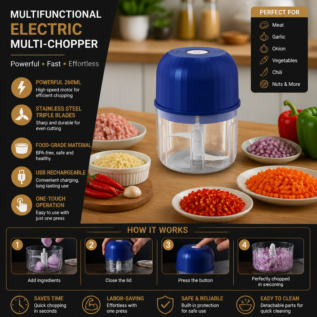 Multifunctional electric multi-chopper