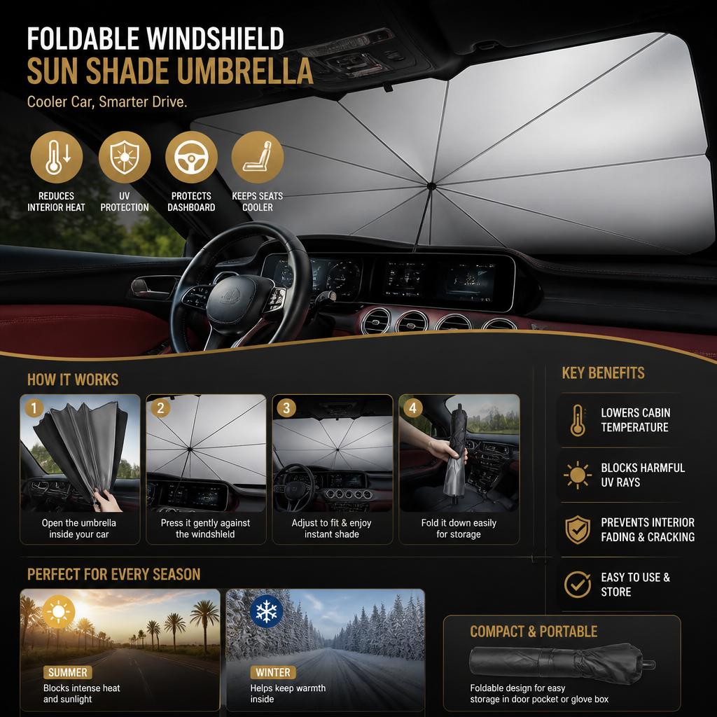 Foldable Windshield Sun Shade Umbrella