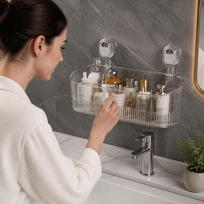 No-Drill Adhesive Suction Cup Shower & Bathroom Shelf
