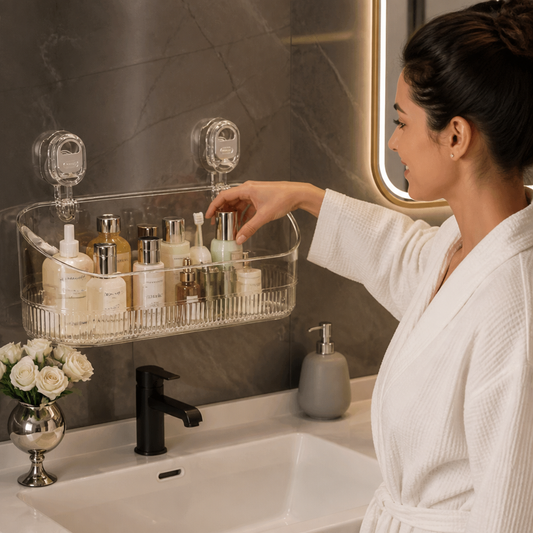 No-Drill Adhesive Suction Cup Shower & Bathroom Shelf