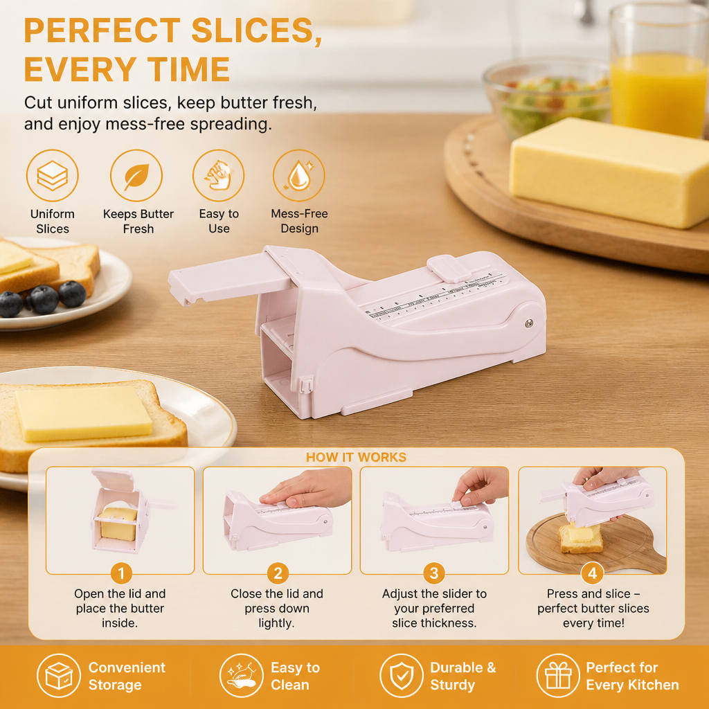 Butter Slicer with Storage Lid for Easy Cutting and Fresh Keeping