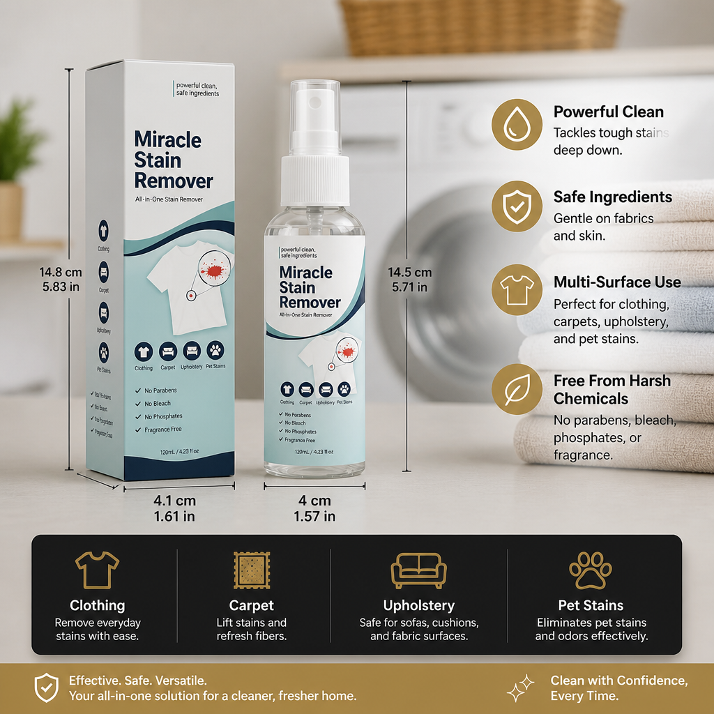 Miracle Stain Remover Spray – Tough on Stains, Gentle on Fabrics