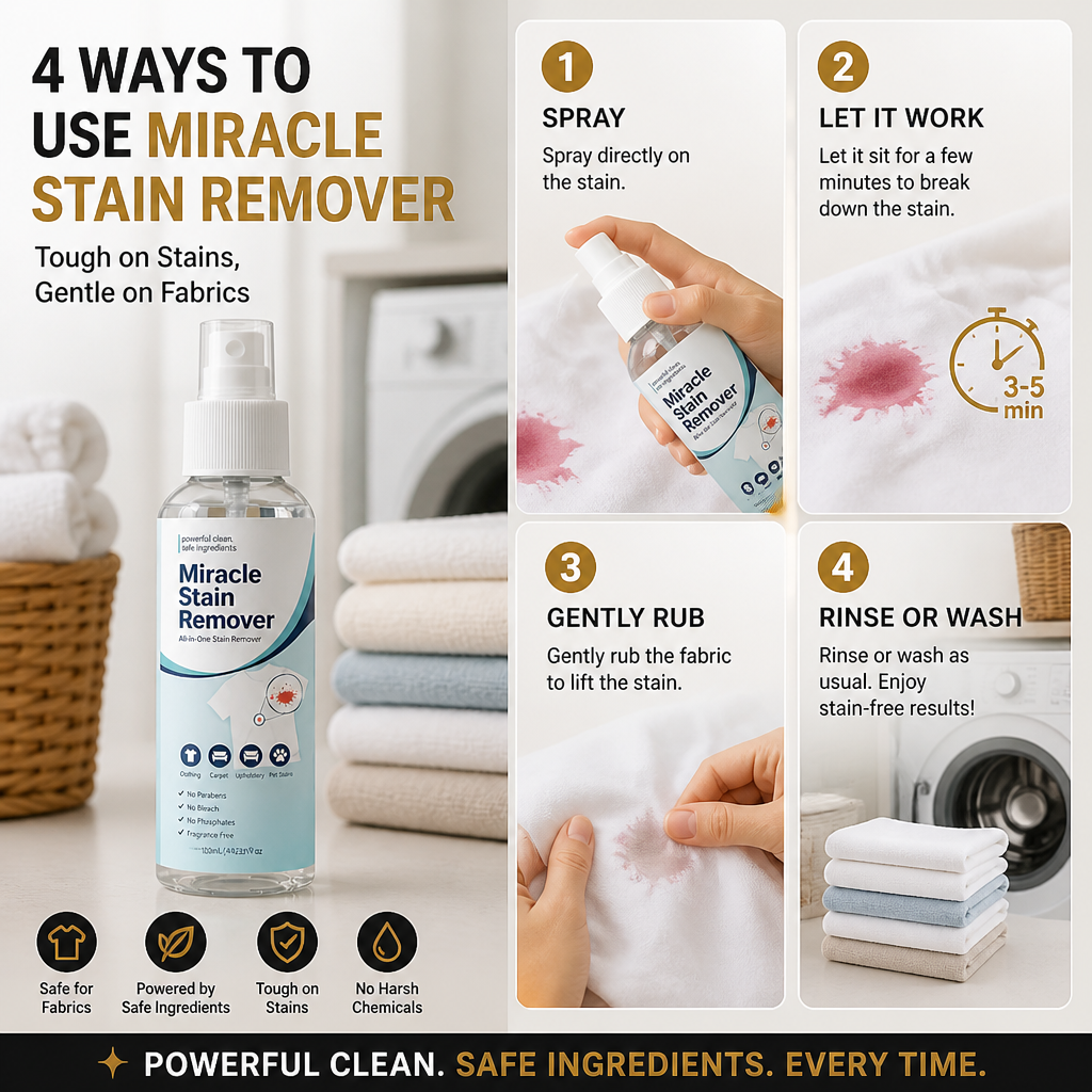 Miracle Stain Remover Spray – Tough on Stains, Gentle on Fabrics