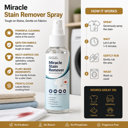Miracle Stain Remover Spray – Tough on Stains, Gentle on Fabrics