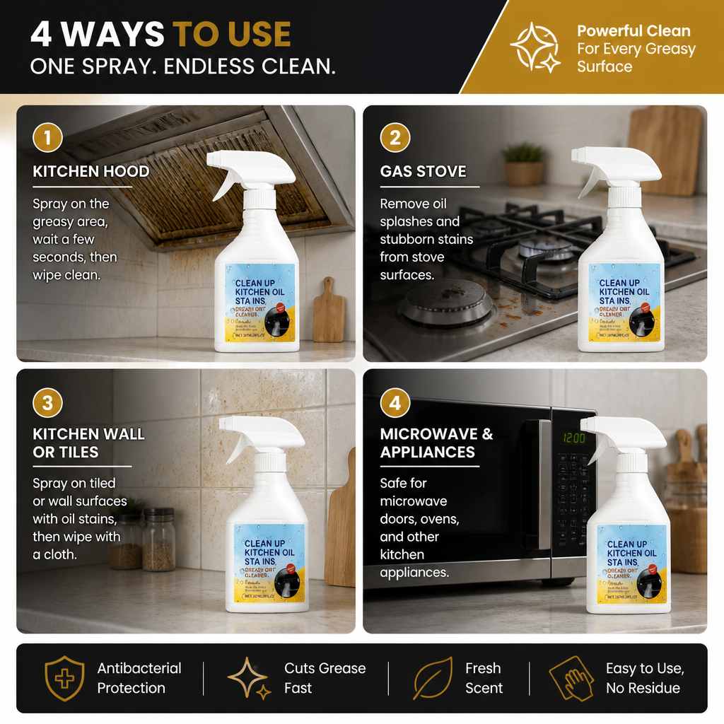 Kitchen Degreaser Spray – Antibacterial Grease Remover with Fresh Scent