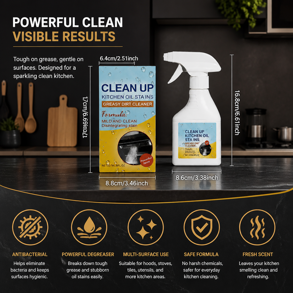 Kitchen Degreaser Spray – Antibacterial Grease Remover with Fresh Scent