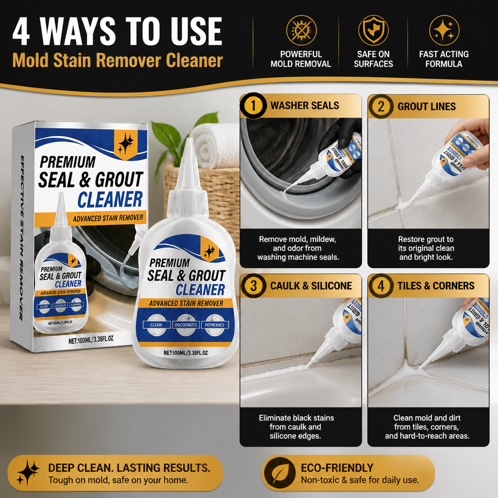 Mold Stain Remover Gel – Heavy-Duty Cleaner for Washer Seals, Grout & Caulk