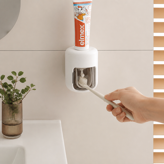 Wall Mounted Automatic Toothpaste Dispenser with Dustproof Flip Cover