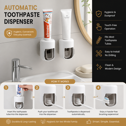 Wall Mounted Automatic Toothpaste Dispenser with Dustproof Flip Cover