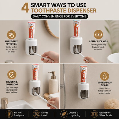 Wall Mounted Automatic Toothpaste Dispenser with Dustproof Flip Cover