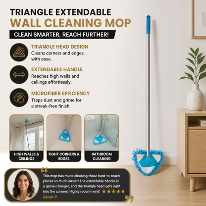 Triangle Extendable Wall Cleaning Mop for Hard to Reach Areas