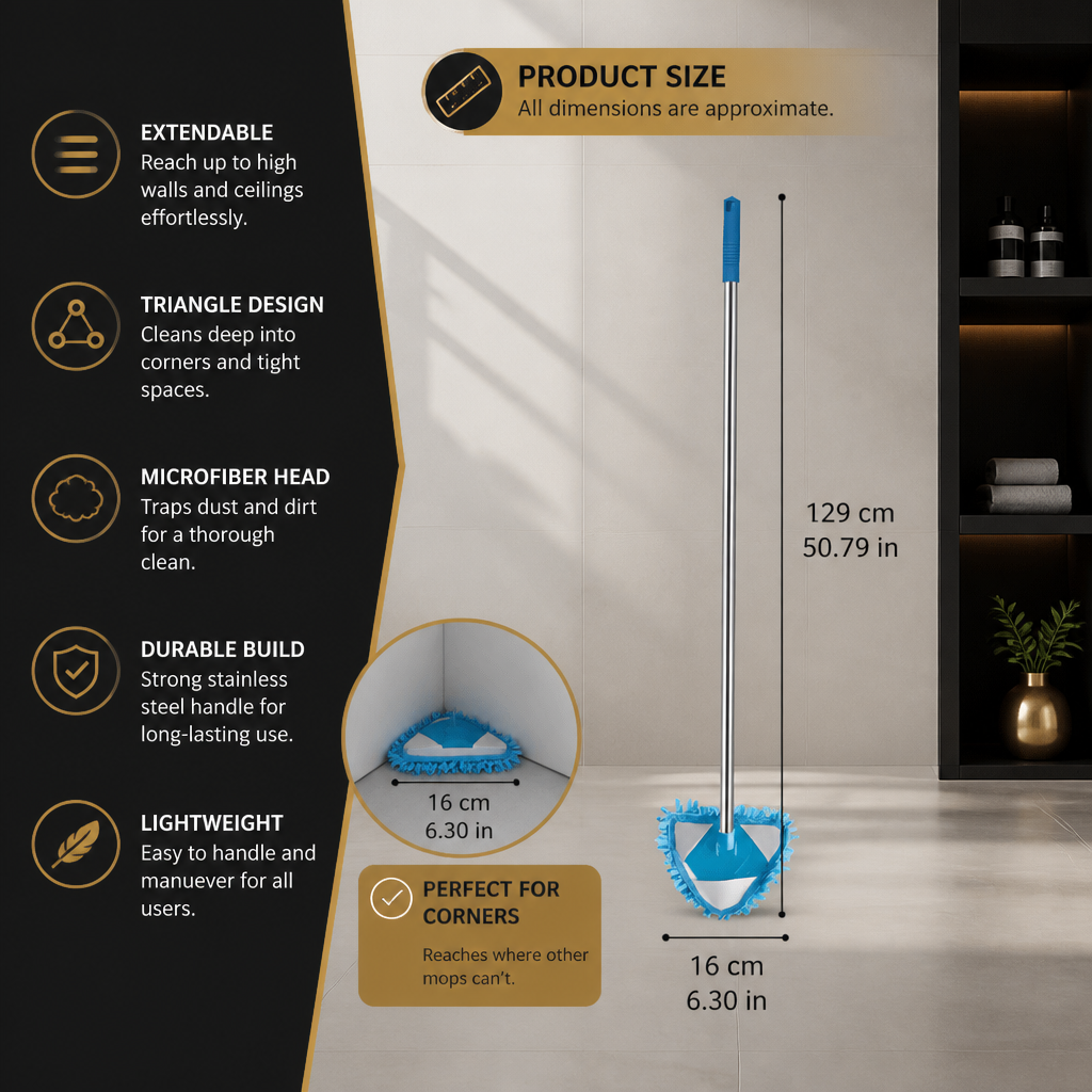 Triangle Extendable Wall Cleaning Mop for Hard to Reach Areas