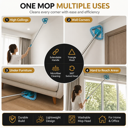Triangle Extendable Wall Cleaning Mop for Hard to Reach Areas