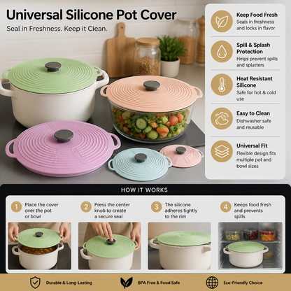 Universal Silicone Pot Cover for Fresh Keeping and Cooking Protection