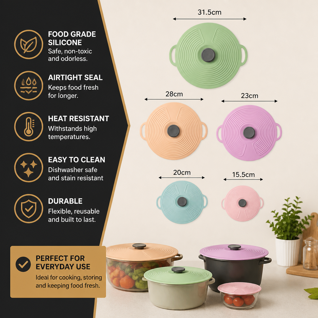 Universal Silicone Pot Cover for Fresh Keeping and Cooking Protection