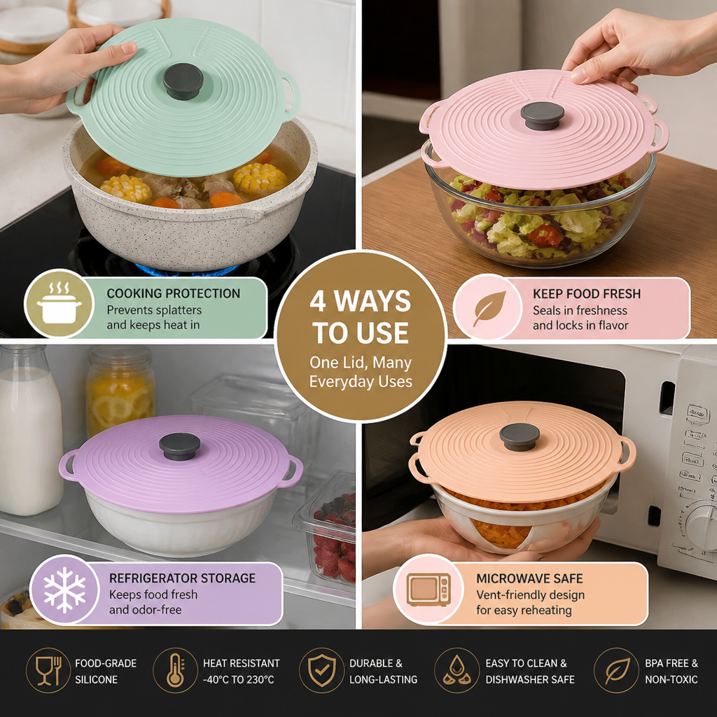 Universal Silicone Pot Cover for Fresh Keeping and Cooking Protection