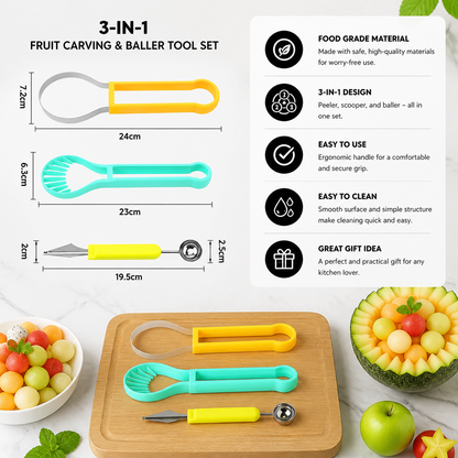 3-in-1 Fruit Carving & Baller Tool Set