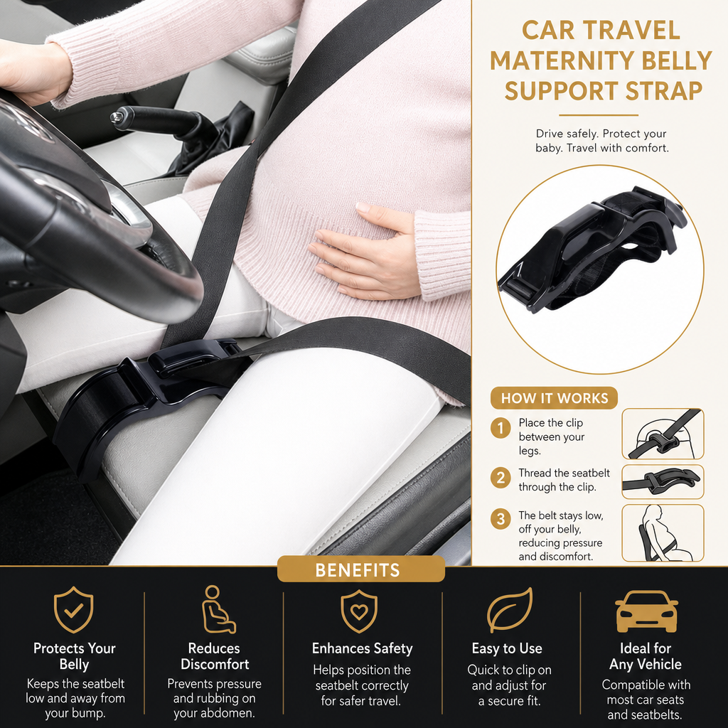Car Travel Maternity Belly Support Strap – Adjustable & Comfortable Pregnancy Support