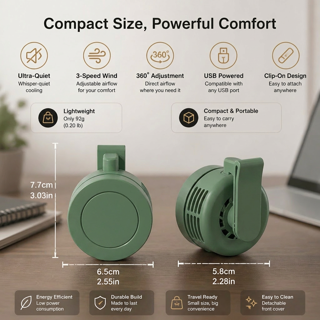 Compact USB Mini Fan – Quiet, Powerful & Versatile for Use Anywhere