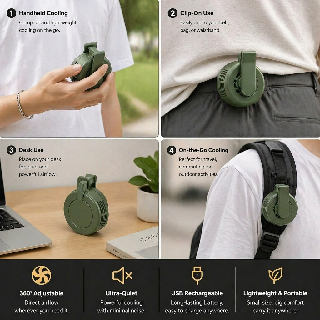 Compact USB Mini Fan – Quiet, Powerful & Versatile for Use Anywhere