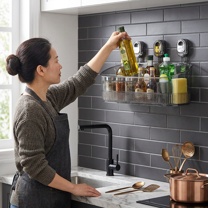 No-Drill Adhesive Suction Cup Shower & Bathroom Shelf