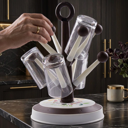 Multi Purpose Cup Drying Rack with Creative Tree Design for Kitchen Storage