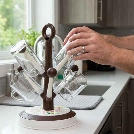 Multi Purpose Cup Drying Rack with Creative Tree Design for Kitchen Storage